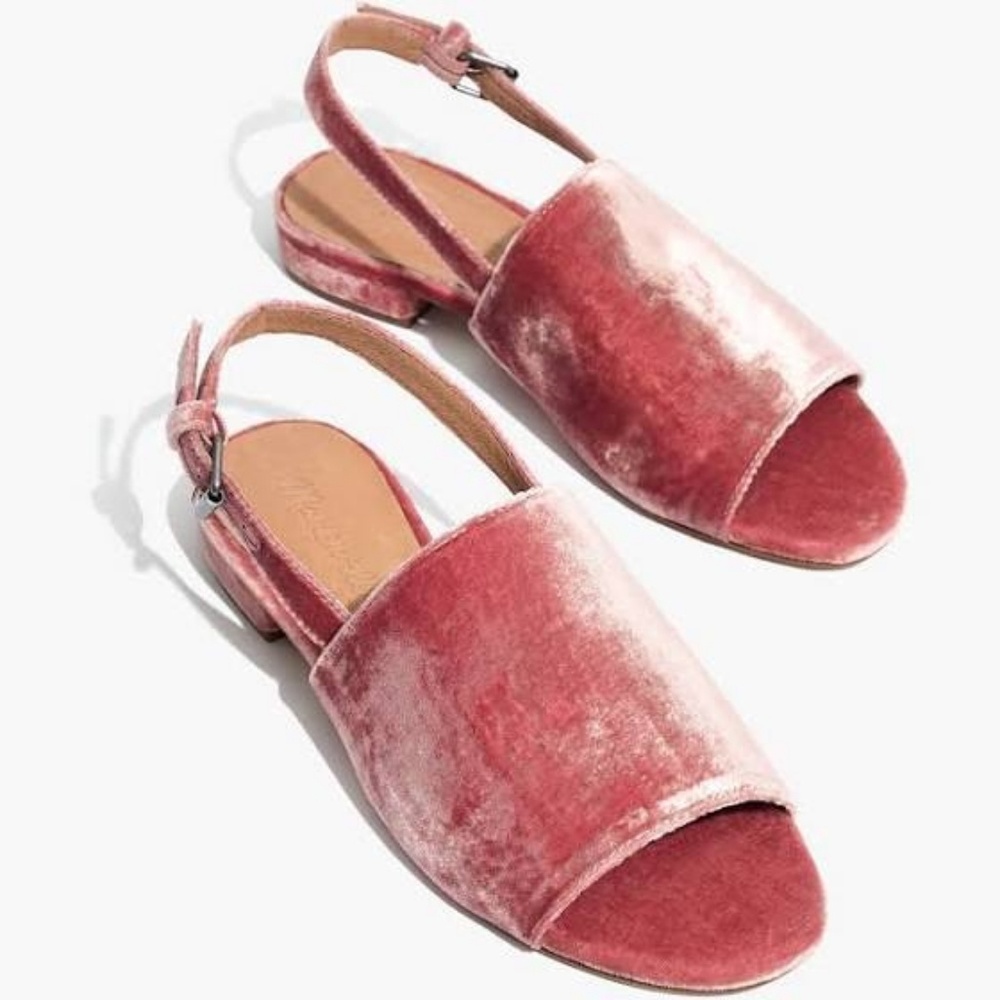 Madewell Noelle Slingback Sandals in Rose Velvet